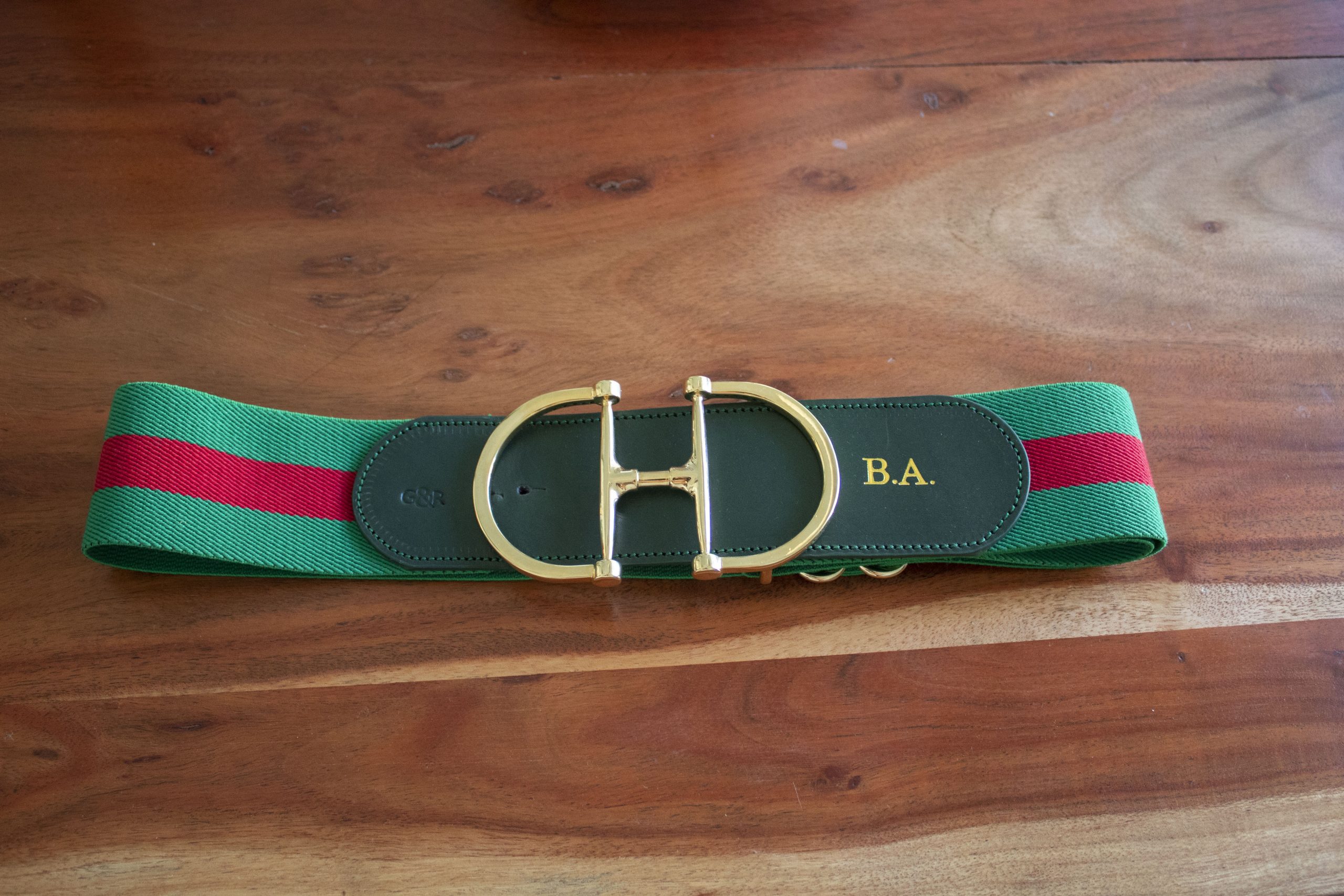 Cinturon Bite xl elastic verde-rojo detalle